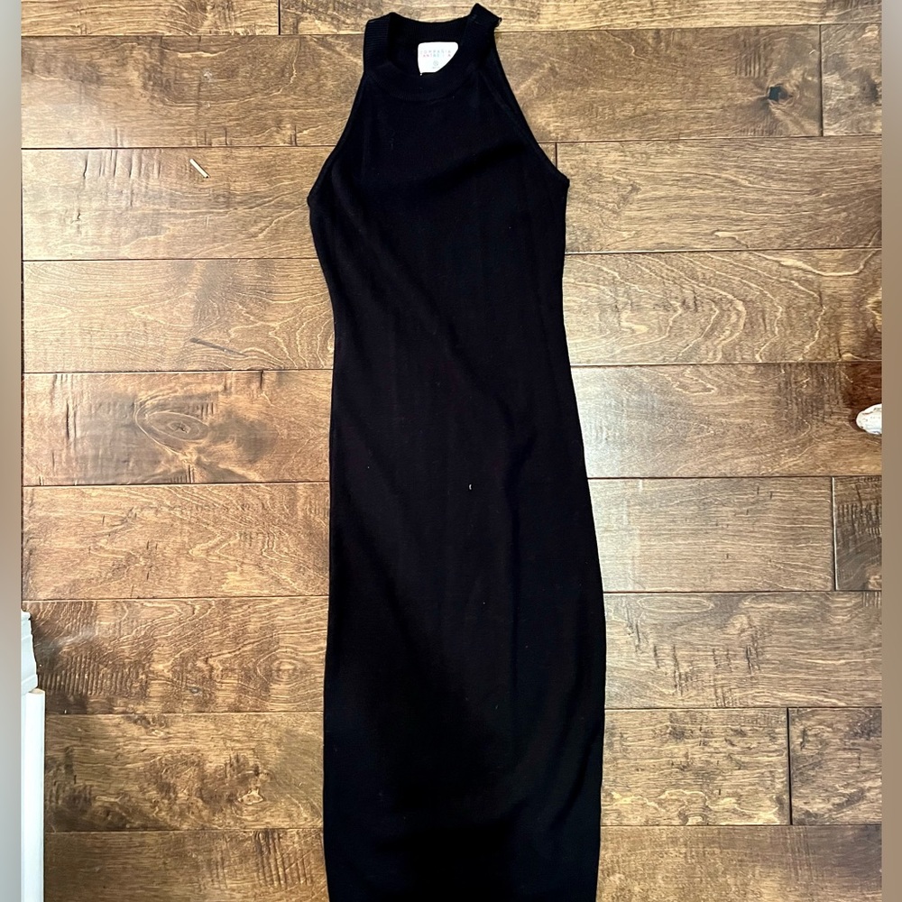 Black Ribbed Midi Dress